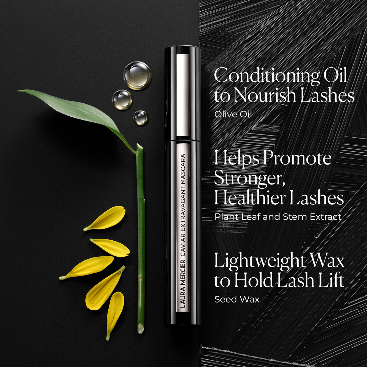 Laura Mercier Caviar Extravagant Mascara brush sweeping from base to tips for length