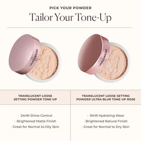 Laura Mercier talc-free powder works on all skin types, including dry.
