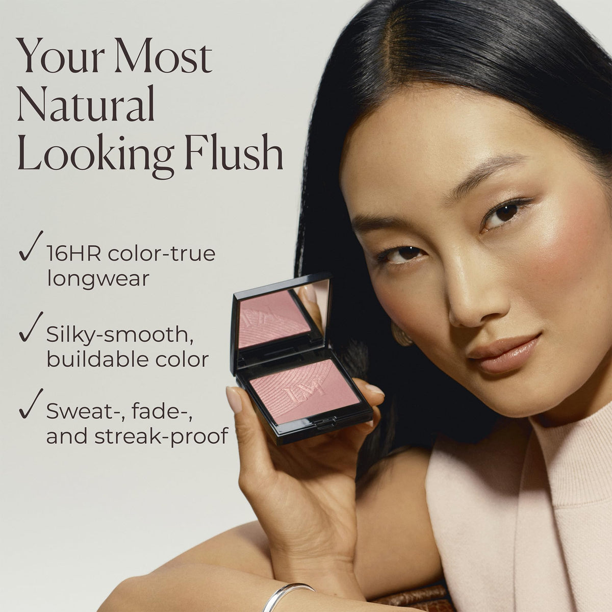 Laura Mercier Blush Color Infusion Duo buildable color swatch blending shades.