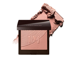 Laura Mercier Blush Color Infusion Duo compact close-up with travel-friendly packaging.