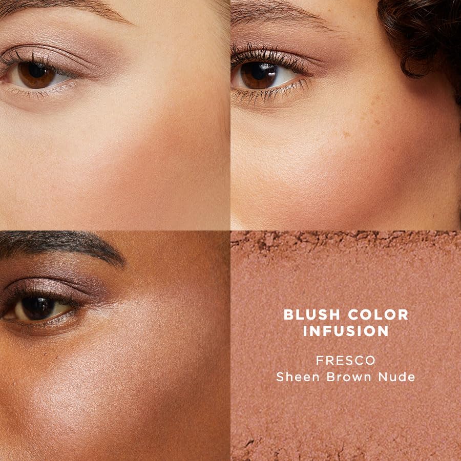 Laura Mercier Blush Color Infusion application stroke on cheek for even blend