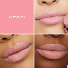 Applying Laura Mercier Caviar Hydra Crème Lipstick for smooth, full-coverage color.