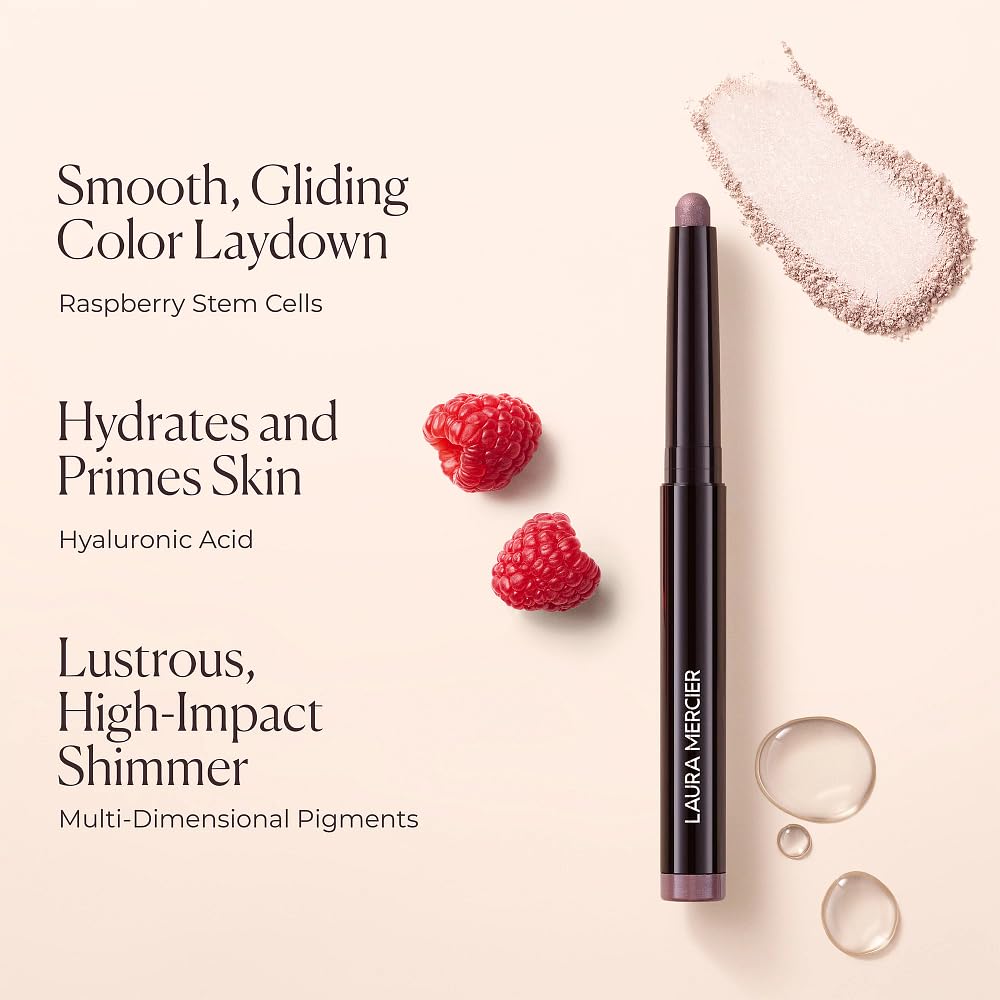 Laura Mercier Caviar Stick Amethyst on eye shows waterproof, long-lasting shimmer.