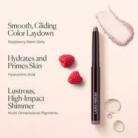 Laura Mercier Caviar Stick Amethyst on eye shows waterproof, long-lasting shimmer.