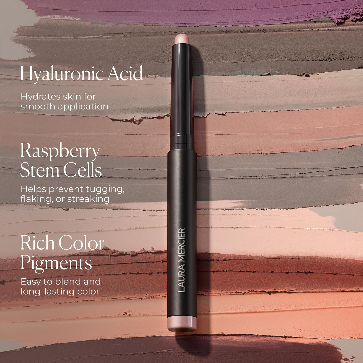 Laura Mercier Caviar Stick Peach texture with hyaluronic acid hydration