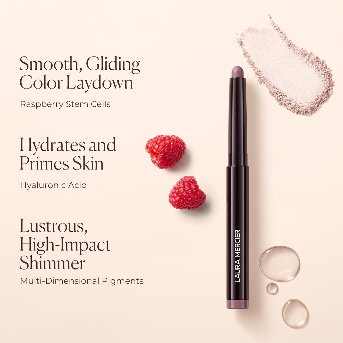 Laura Mercier Caviar Stick Forbidden Rose enriched with hyaluronic acid for hydrated lids