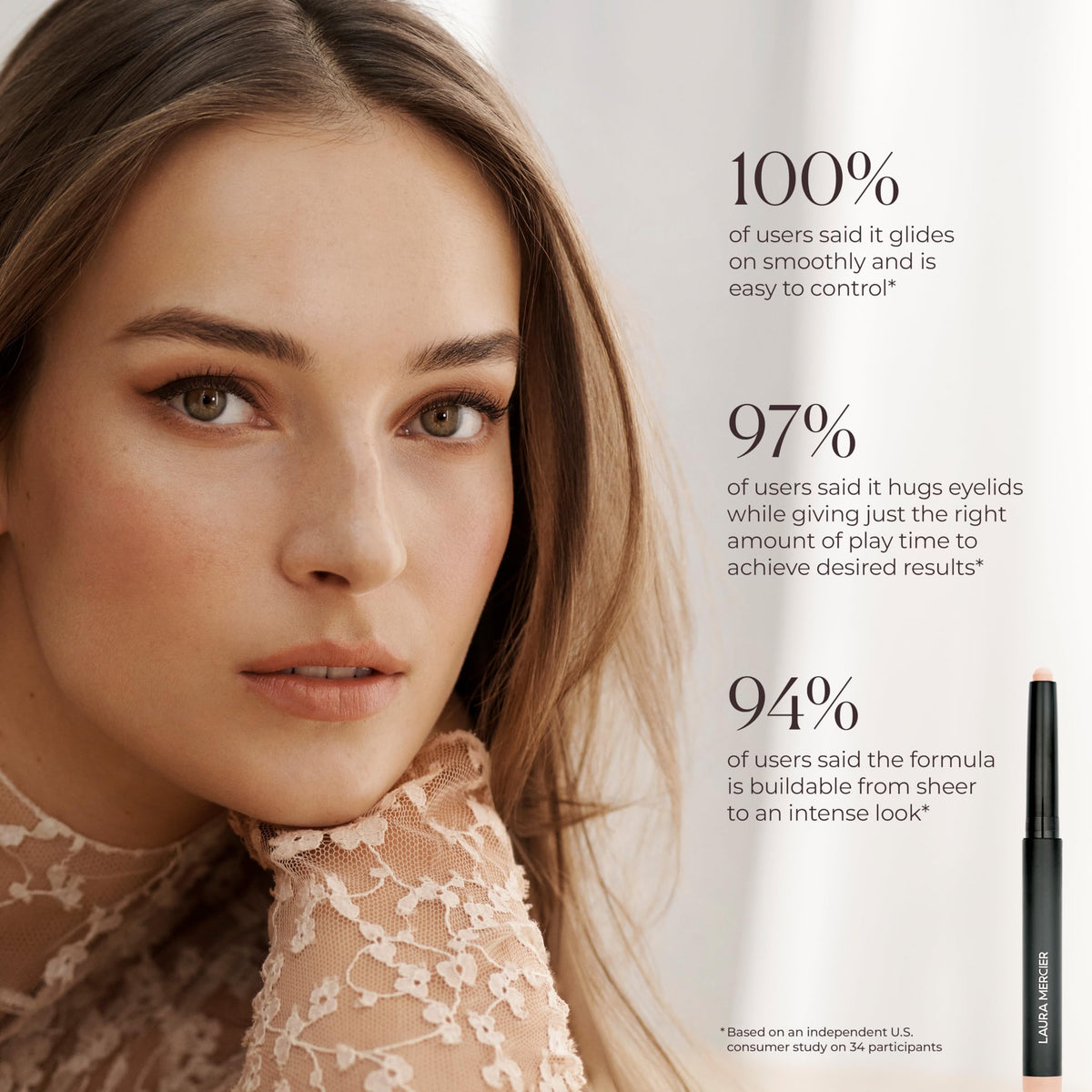 Laura Mercier Caviar Stick Matte Dark Cacao with Hyaluronic Acid for hydrated lids