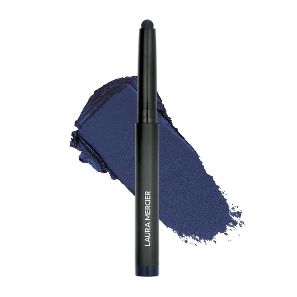 Laura Mercier Caviar Stick Midnight Blue swatch with rich color and long-wearing payoff.