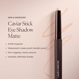 Laura Mercier Caviar Stick Dune demonstrates waterproof formula for all-day use.