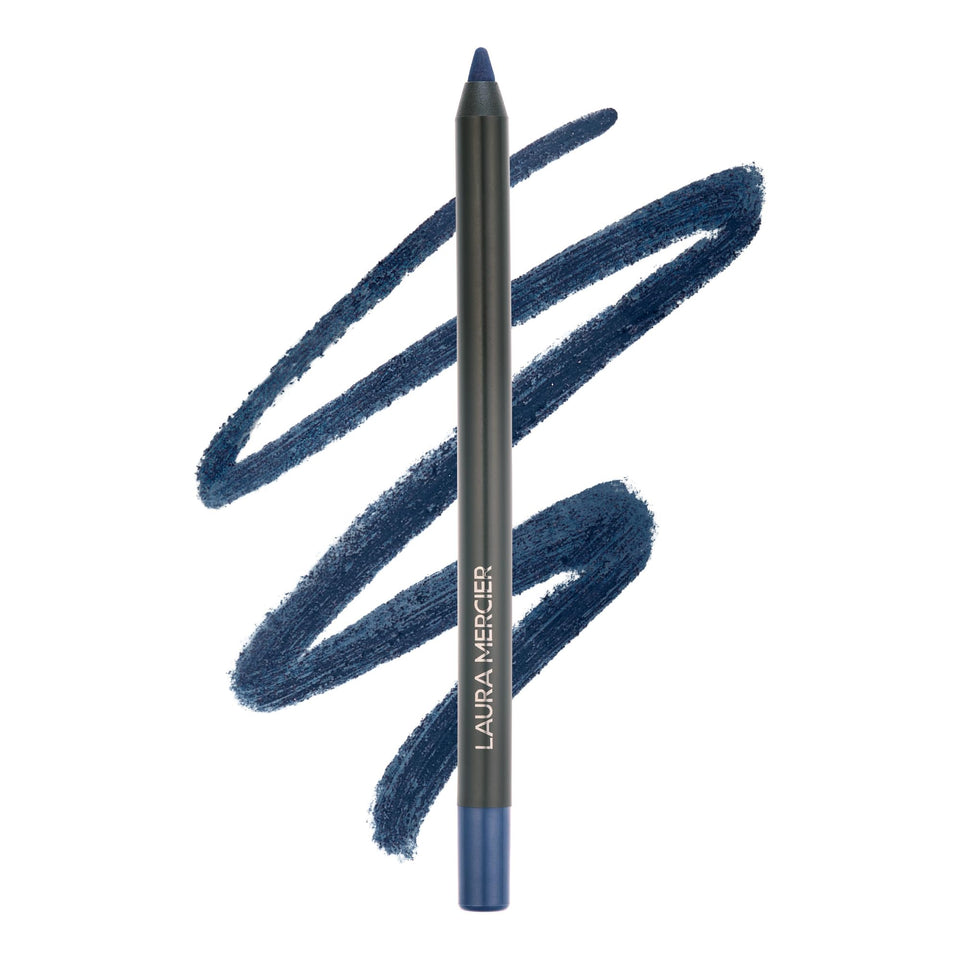 Laura Mercier Caviar Tightline Bleu Marine swatch shows rich, waterproof color.