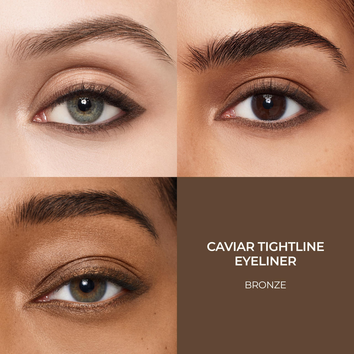 Laura Mercier Caviar Tightline Eyeliner Bronze application highlights easy glide along lash line