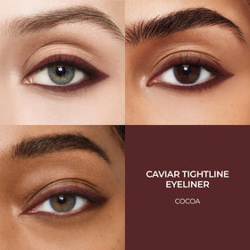 Laura Mercier Caviar Tightline with Cocoa close-up highlights hydrating gel-like formula.