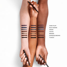 Laura Mercier Cocoa waterline test illustrates waterproof, crease-proof performance.