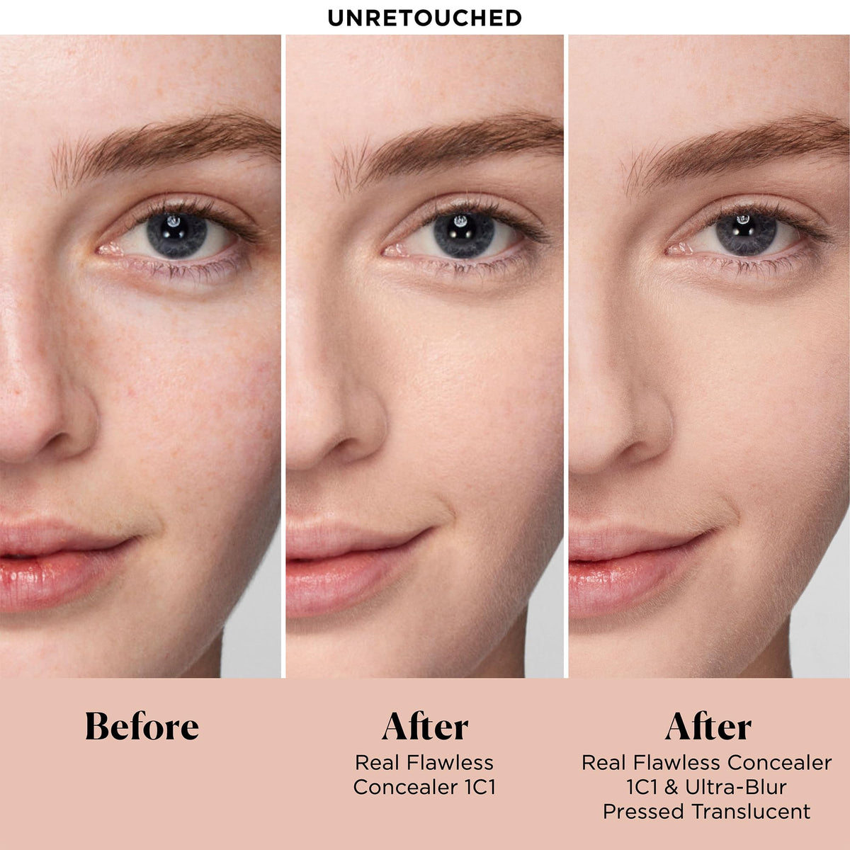 Laura Mercier compact powder close-up highlighting smooth, even texture.