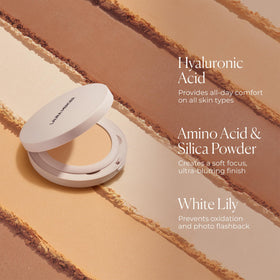 Laura Mercier crease-resistant formula resists creasing during wear.