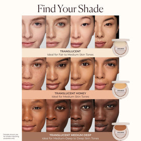 Laura Mercier hyaluronic-acid-infused powder texture blurs fine lines.