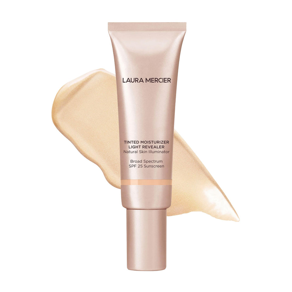 Laura Mercier Light Revealer bottle pour showing lightweight hydration and glow