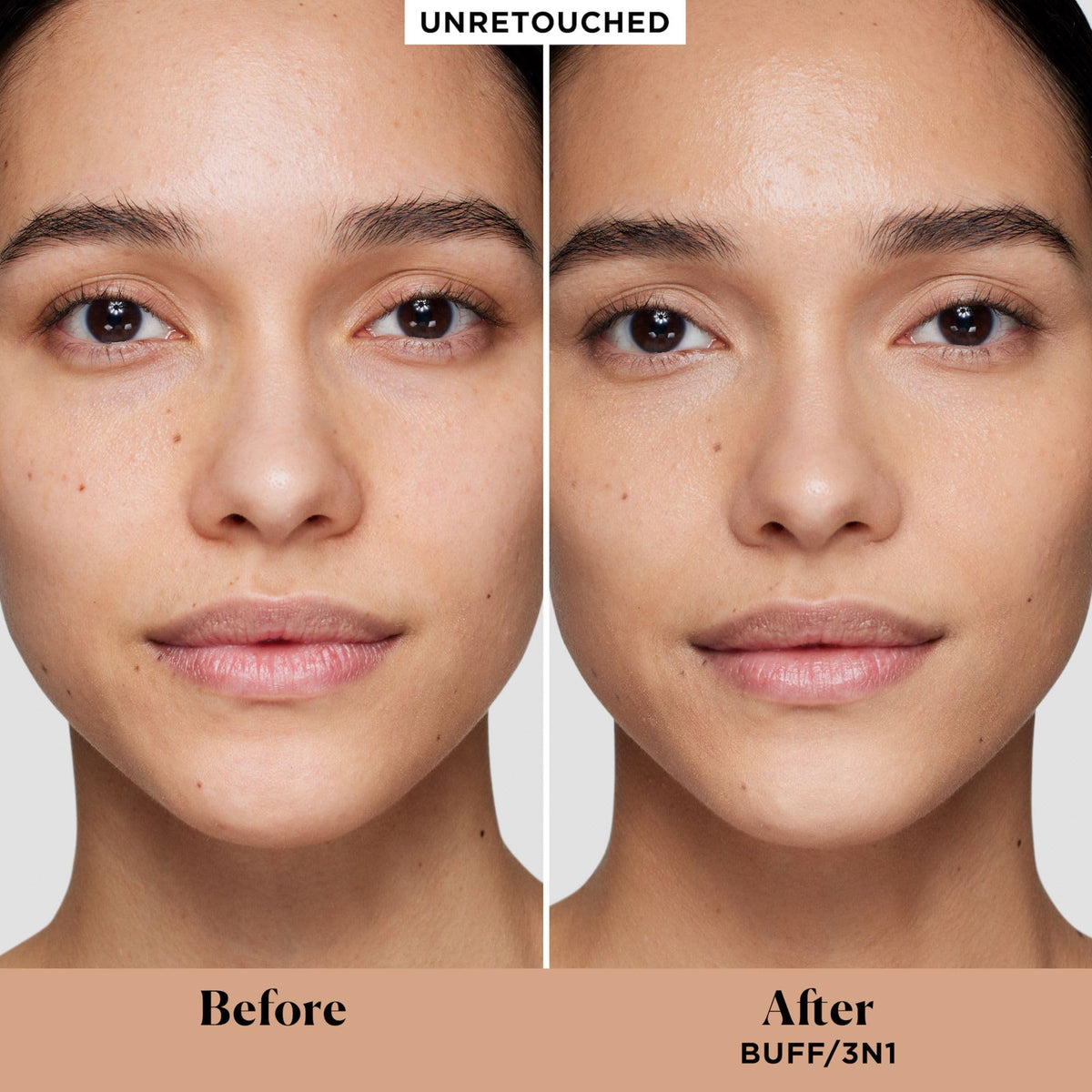 Close-up of foundation texture highlighting smooth, cake-free application