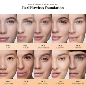 Laura Mercier Real Flawless texture blend demonstrates seamless skin-mimicking finish.