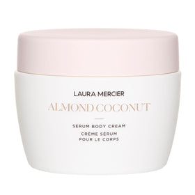 Laura Mercier Serum Body Cream jar shows rich texture for immediate hydration.
