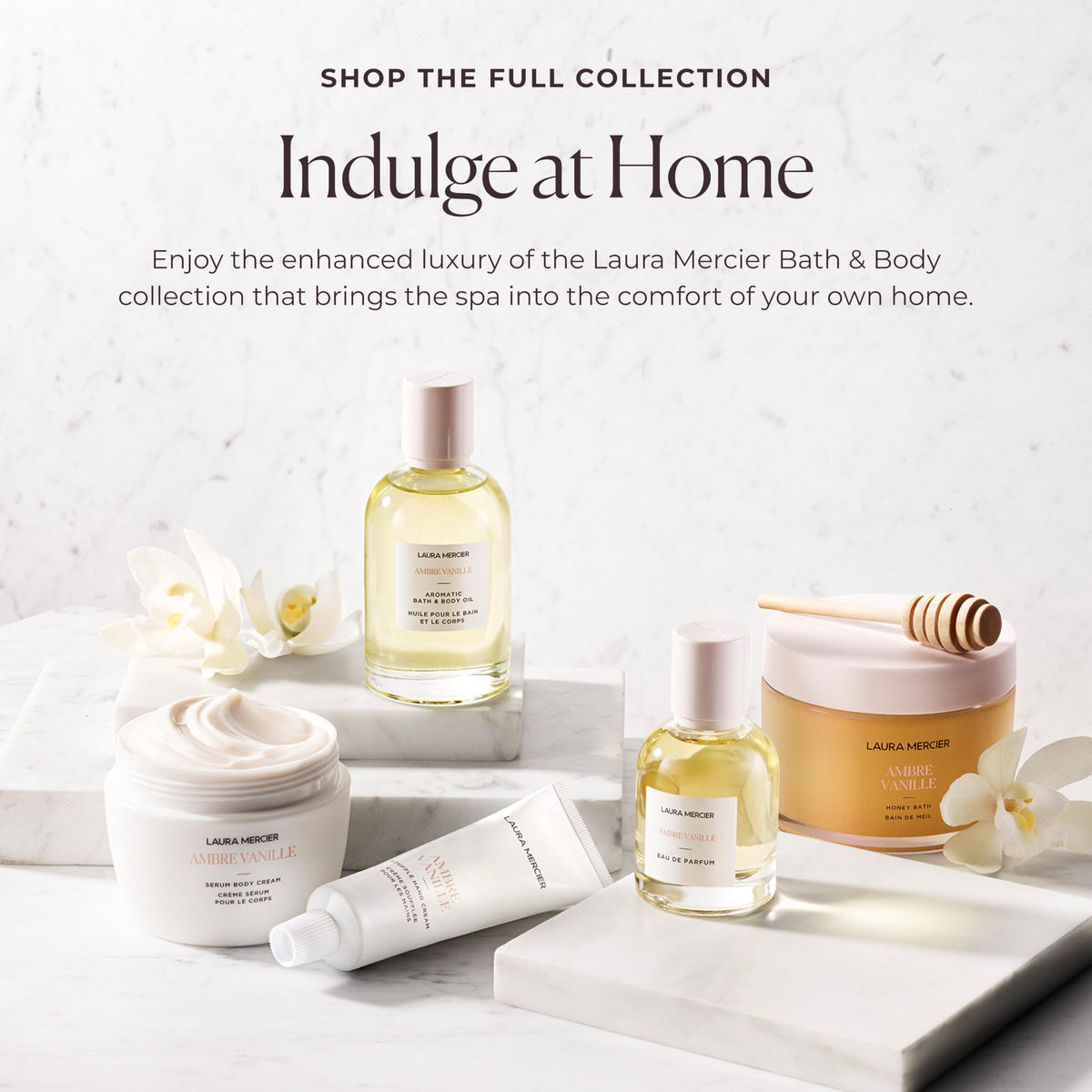 Elegant Laura Mercier packaging communicates premium hydration and barrier-supporting formula.