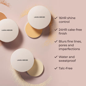 Laura Mercier soft-matte finish on natural-looking skin.