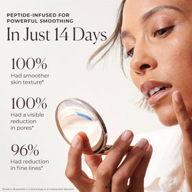 Natural matte soft-focus finish visible on model using the balm.