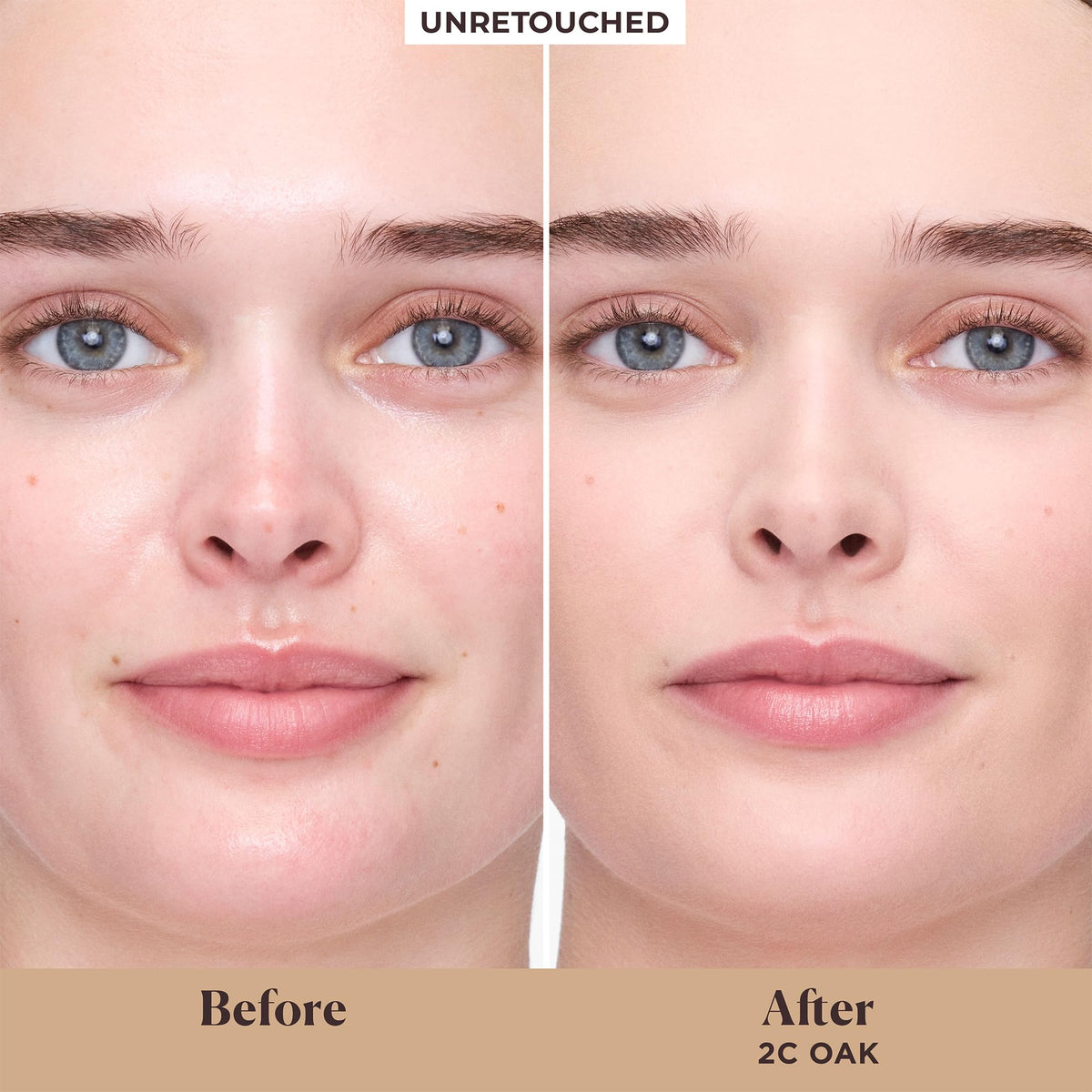 Arm swatch shows sheer to light coverage and pore-blur effect.