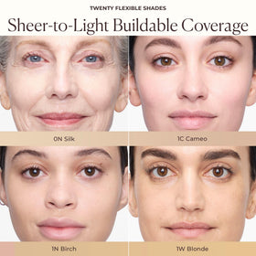 Laura Mercier Tinted Moisturizer enhances skin tone with a soft glow.
