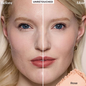 Laura Mercier Tone-Up Rose mini compact powder brightens complexion with pink glow.