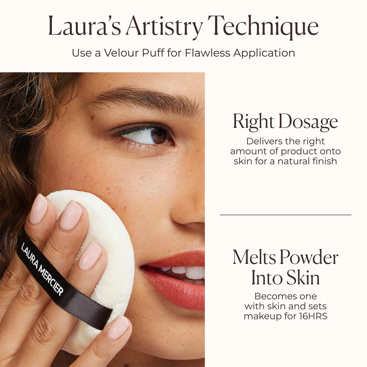 Laura Mercier translucent setting powder swirls into skin evenly.