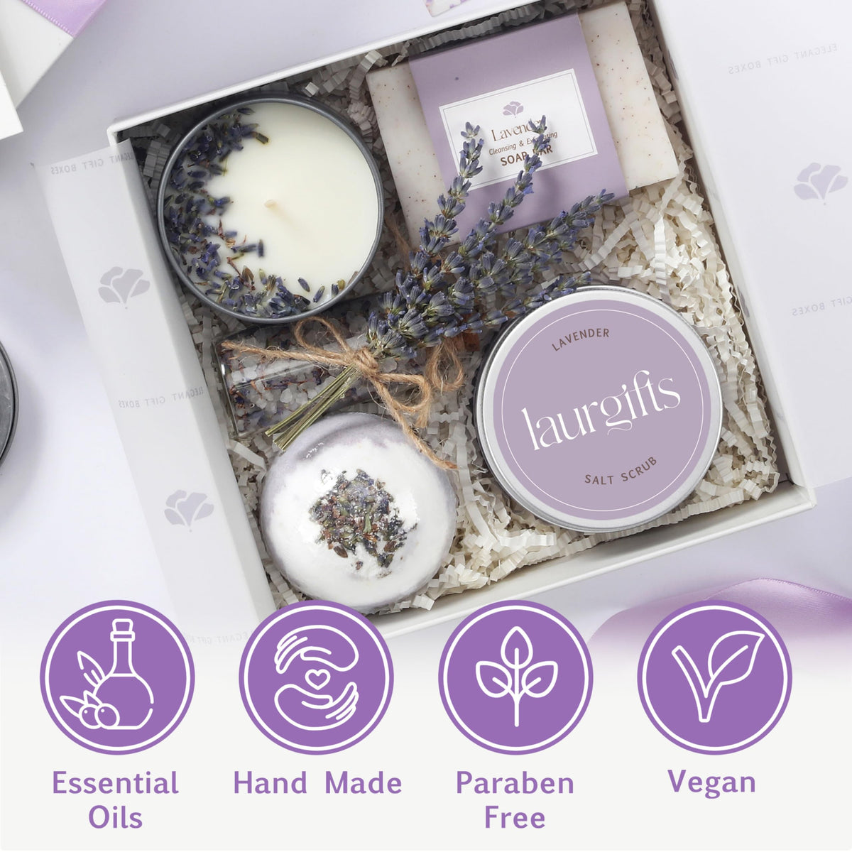 LaurGifts lavender soap delivering moisturizing lather ideal for a pampering routine