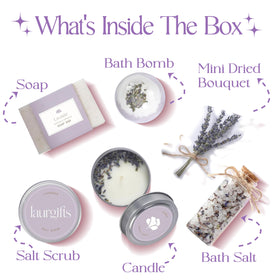 LaurGifts lavender soy candle offering soothing ambiance and gentle warmth for bath time
