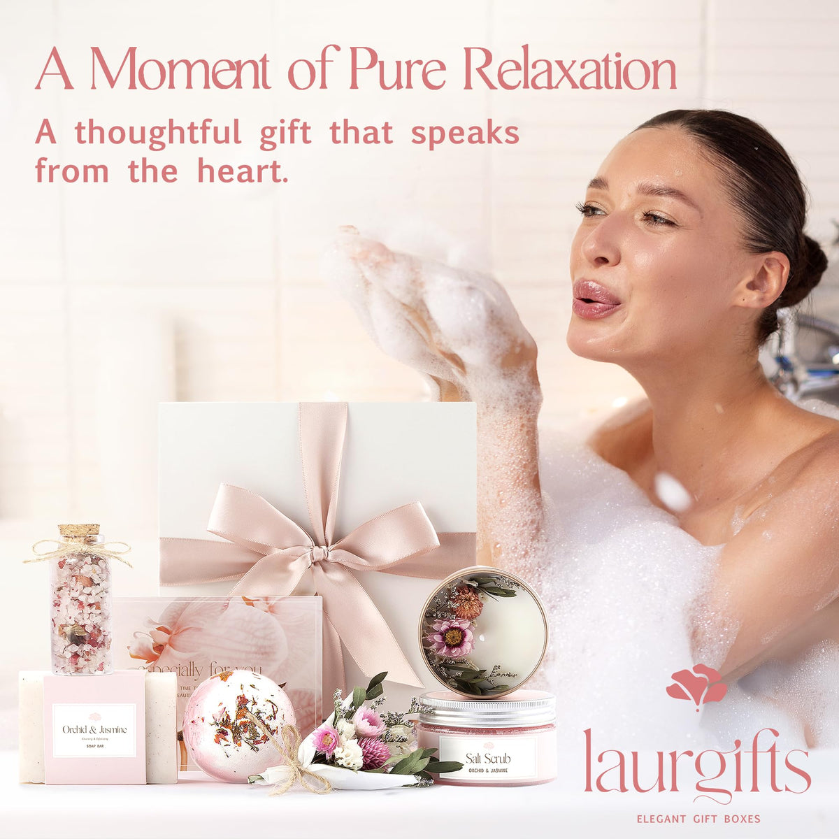 LaurGifts spa gift set, comprehensive self-care for her.