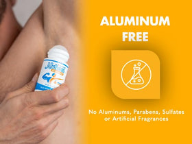 Lauricare aluminum-free badge highlights clean, chemical-free protection.