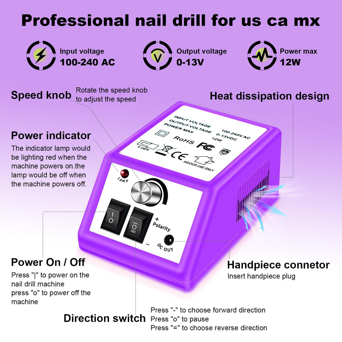 LAVAED nail drill at 20,000 RPM for precise shaping and fast results