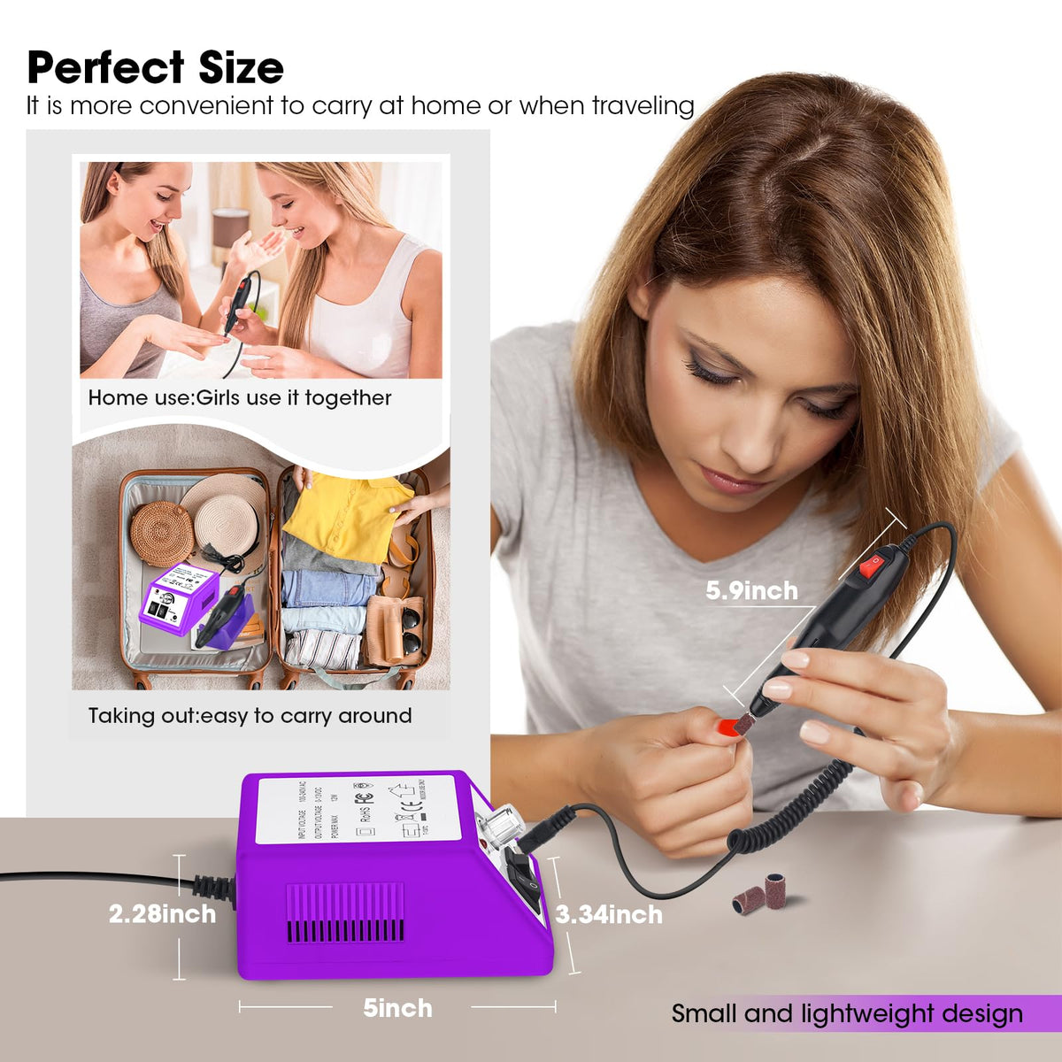 LAVAED nail drill compact design for easy storage and travel