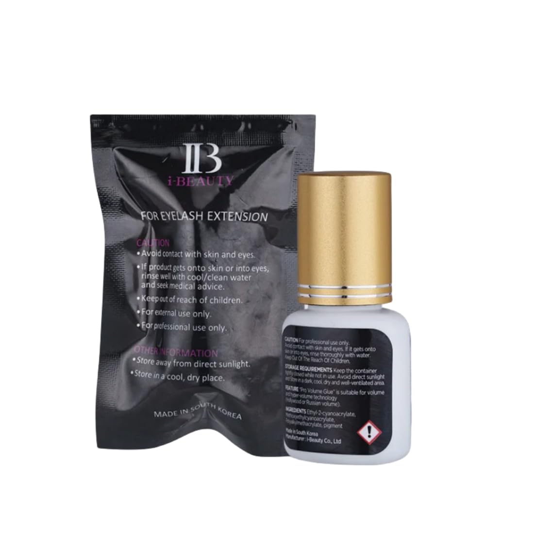 LAVALANDO IB Beauty Pro Volume Glue gold cap close-up demonstrating premium salon adhesive.