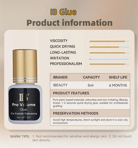 LAVALANDO IB Beauty Pro Volume Glue precision-dispense tip enables controlled lash placement.