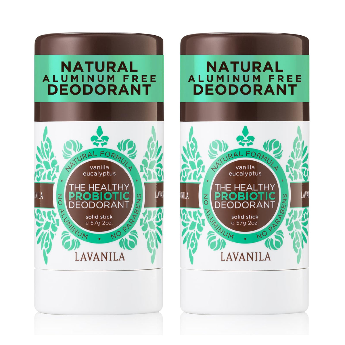 Lavanila Vanilla Eucalyptus deodorant stick, 2 oz, provides long-lasting protection