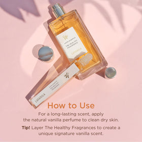 Lavanila Vanilla Grapefruit ingredients graphic emphasizing botanicals and oils.