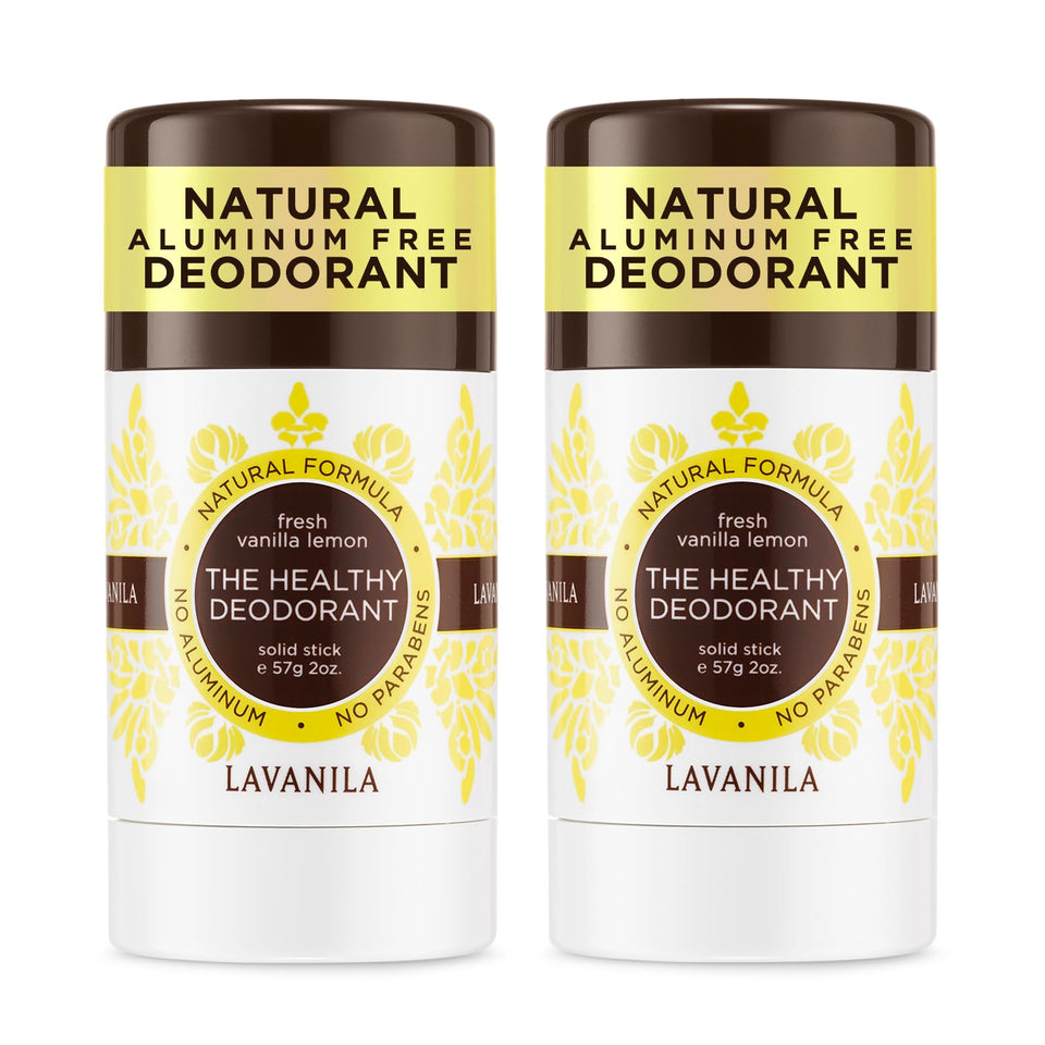 Lavanila Vanilla Lemon deodorant stick front view for daily use with aluminum-free protection.
