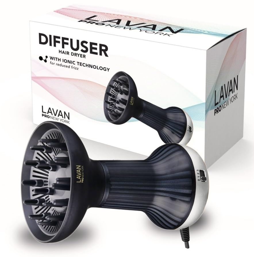 LAVANPRO NEW YORK diffuser hair dryer wide bowl for defined curls and gentle styling.