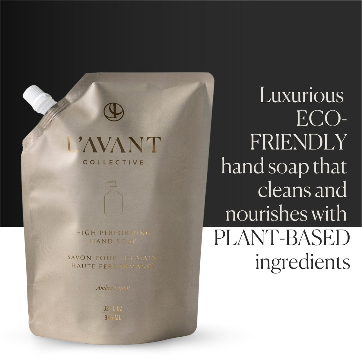 L’AVANT Ambre Santal foam texture signals luxury cleansing.