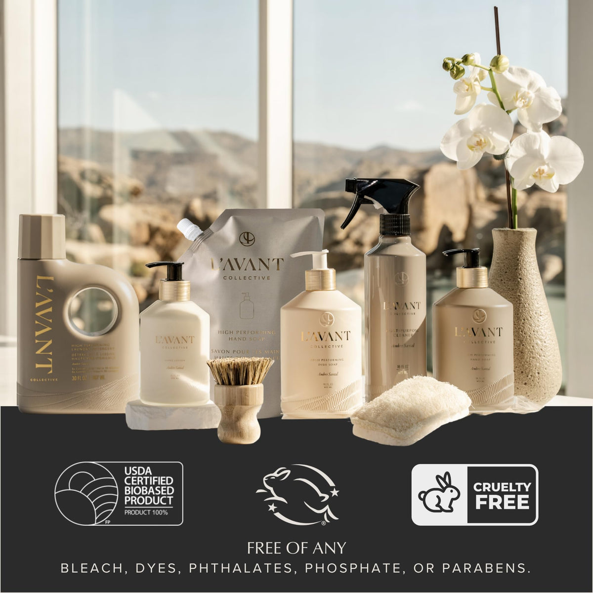 L’AVANT Collective Ambre Santal label closeup highlights premium ingredients.