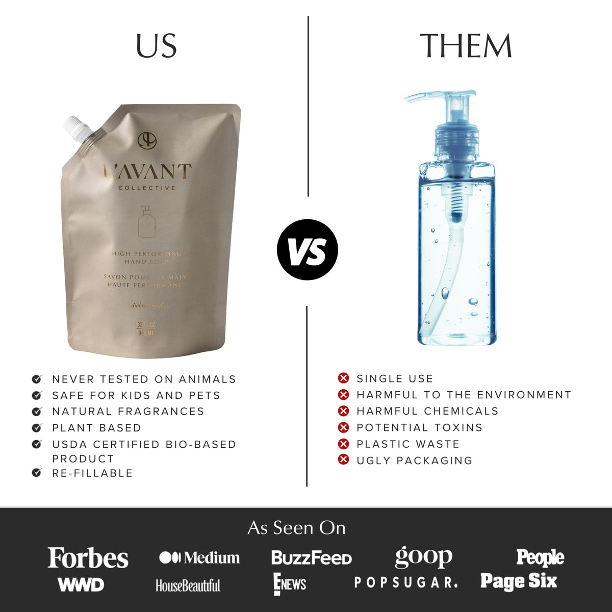 L’AVANT Ambre Santal fragrance evokes spa-like cleansing.