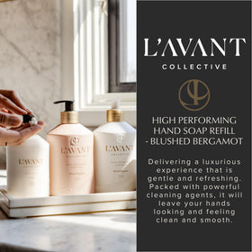 L'AVANT Collective bathroom and kitchen use scene with the hand soap refill.