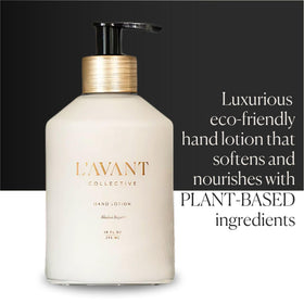L'AVANT Collective hand lotion texture swirl reveals rich, pampering cream.