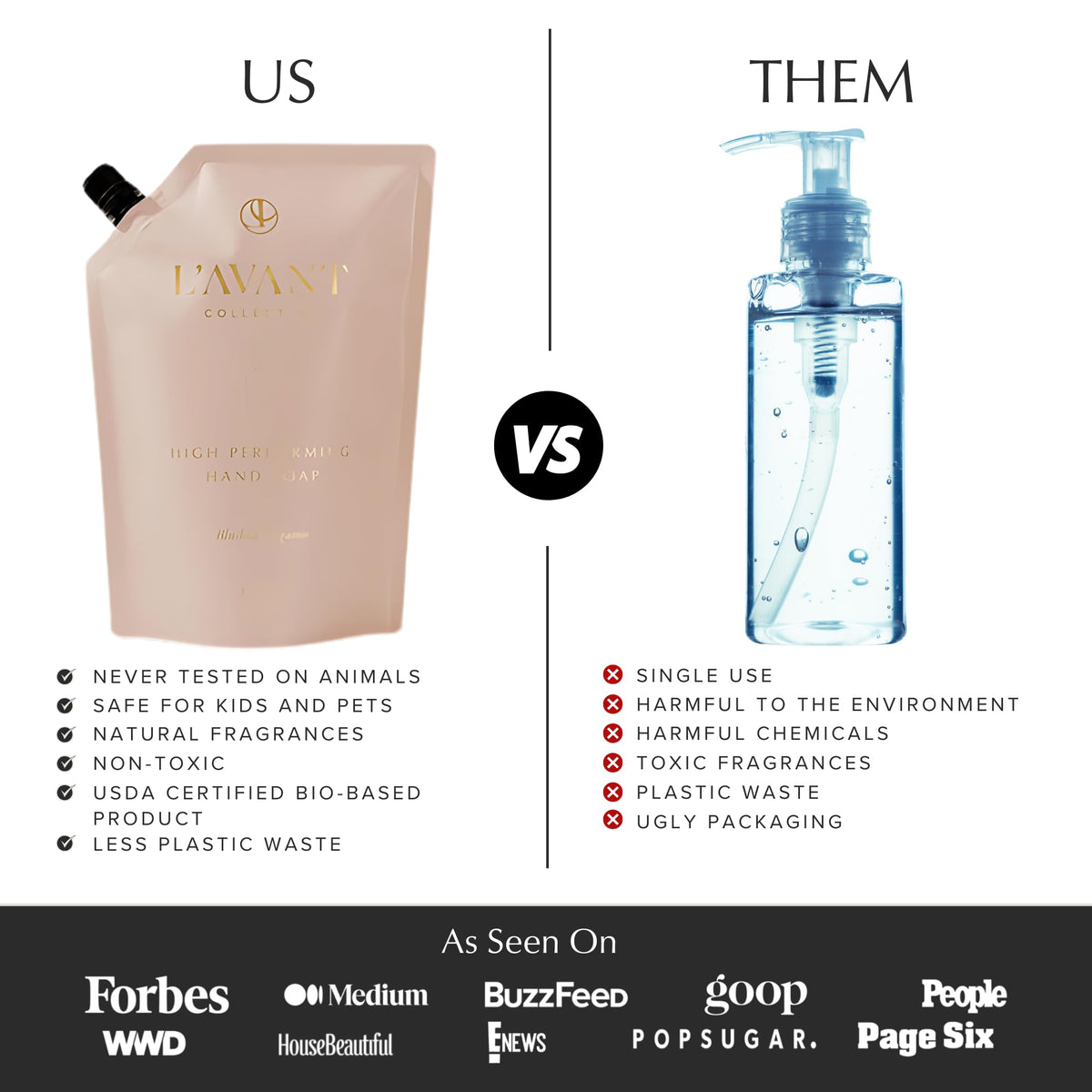 L'AVANT Collective reusable bottle compatibility for reducing waste.