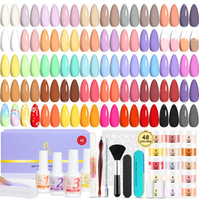Lavender Violets 48-color dip powder palette for creative nail art options.